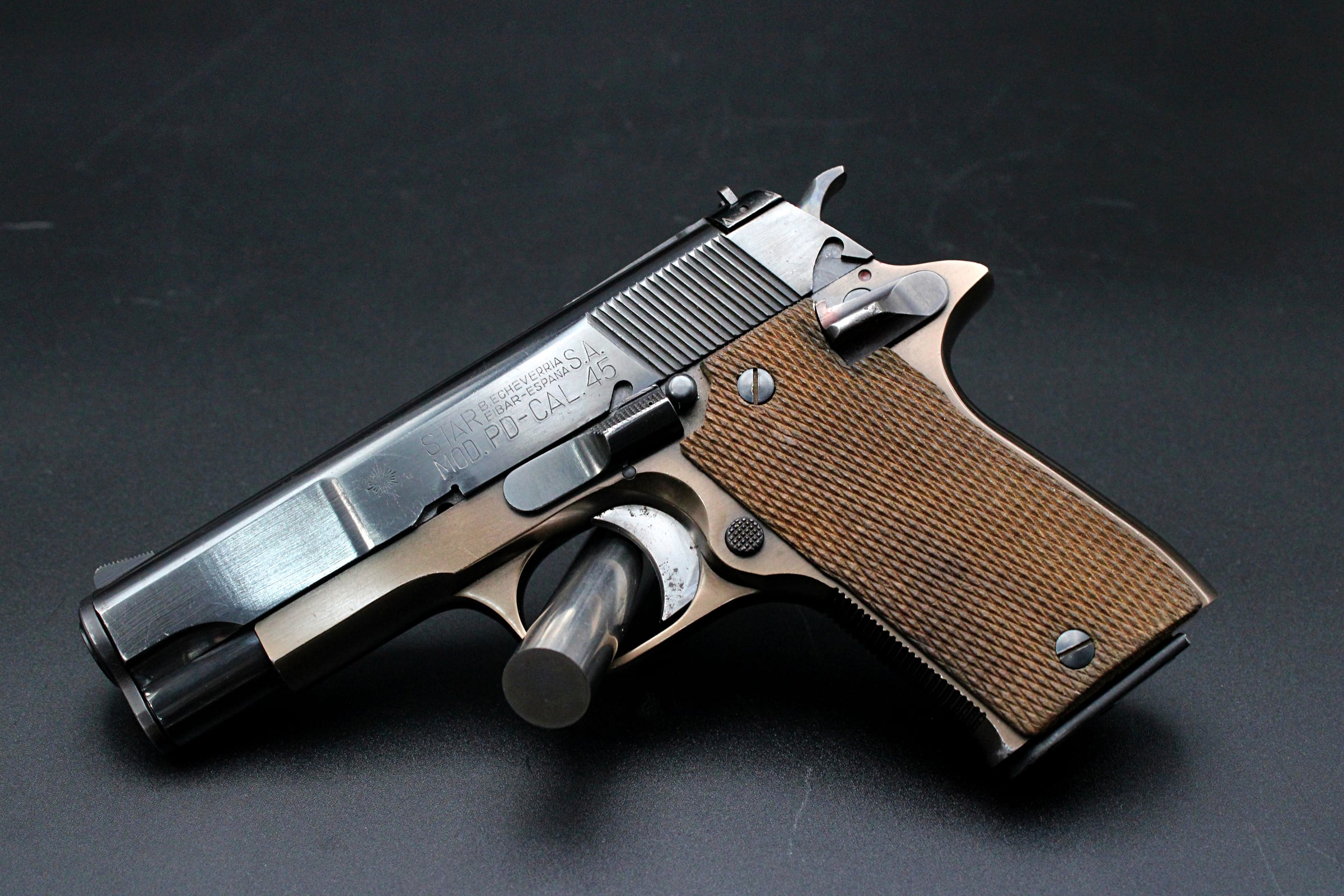 1975 Star PD .45 ACP Compact Pistol 3.75" Blued Bronze Two Tone Wood Grips-img-1