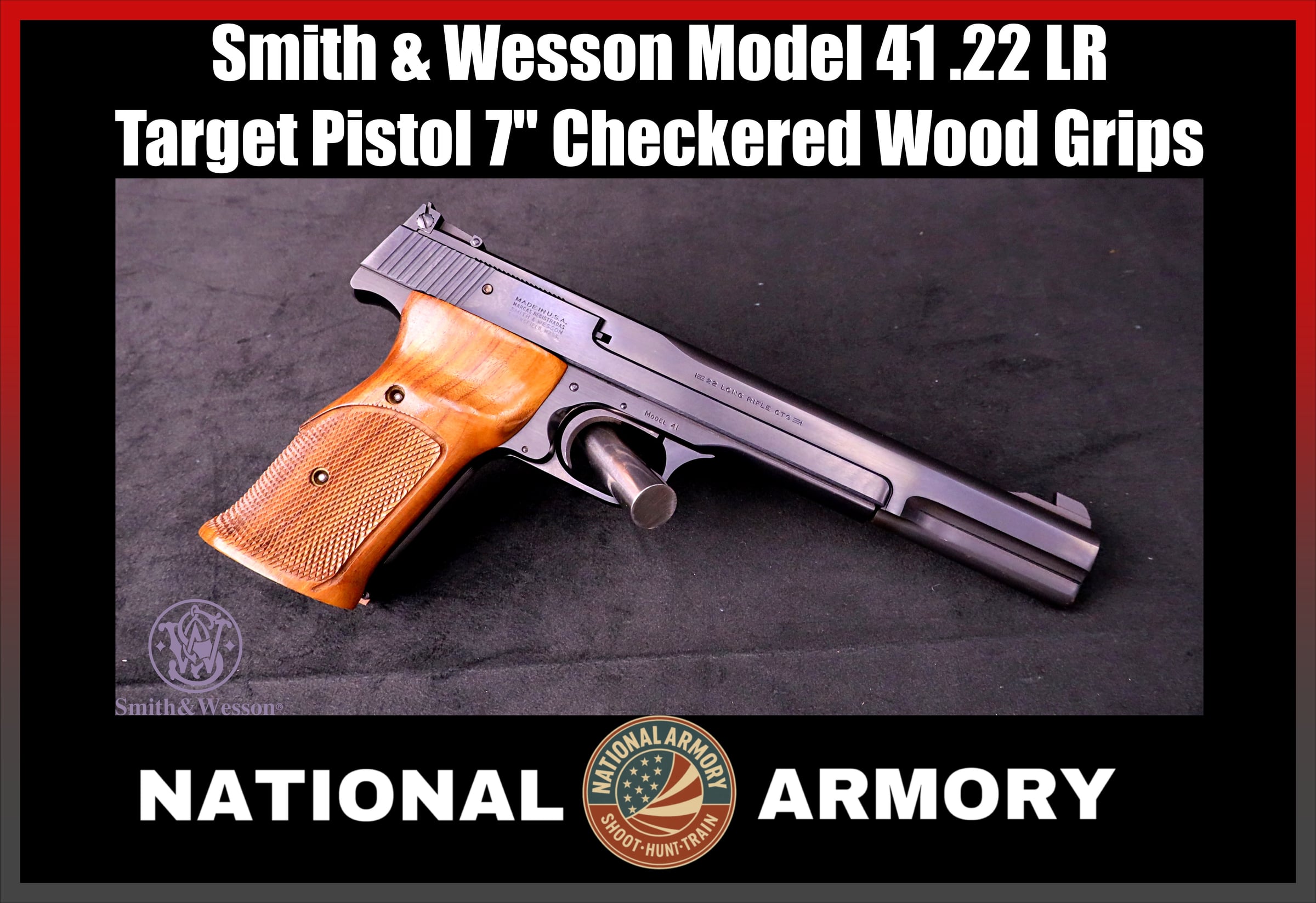 Smith & Wesson Model 41 .22 LR 7" Barrel Blued Single Action Target Pistol-img-0