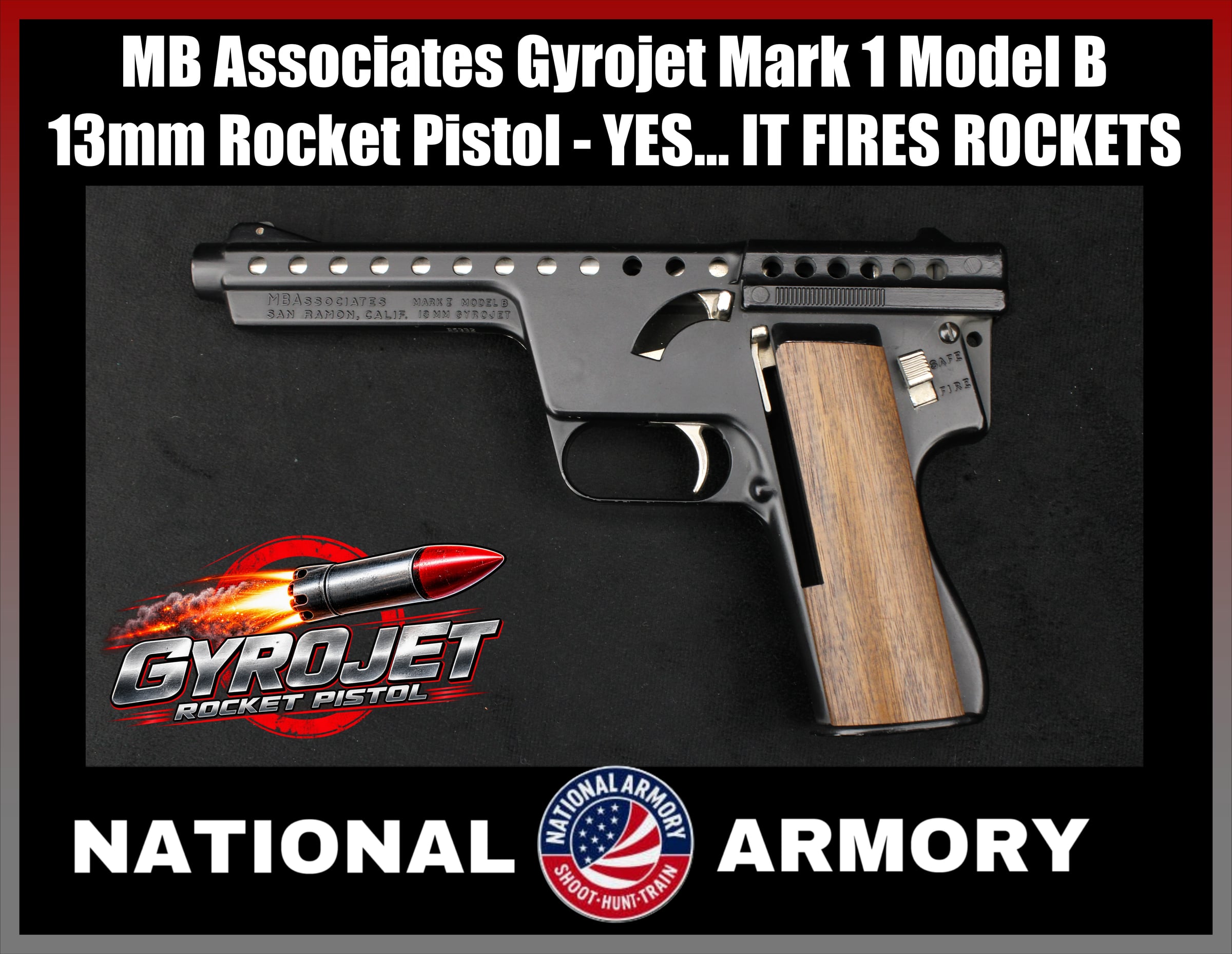 1967 MB Associates Gyrojet Mark 1 Model B 13mm Rocket Pistol 1,100 Made-img-0