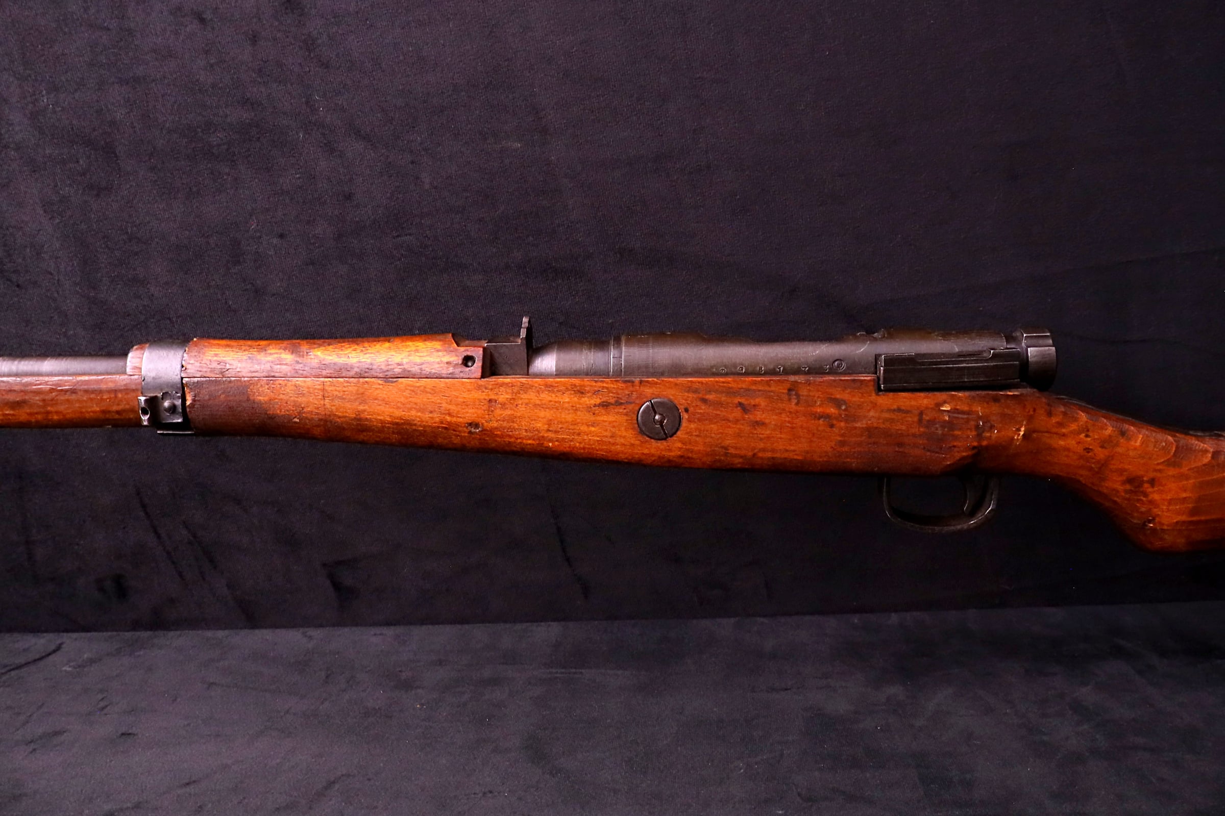 1944 WWII Japanese Arisaka Type 99 Last Ditch Rifle 7.7mm Rope Hole Stock-img-12