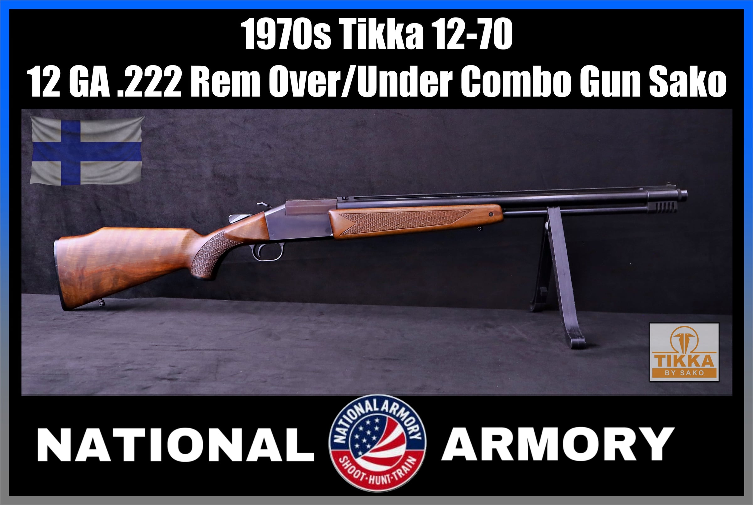 1970s Tikka 12-70 12 GA .222 Rem Over/Under Combo Gun Sako-img-0