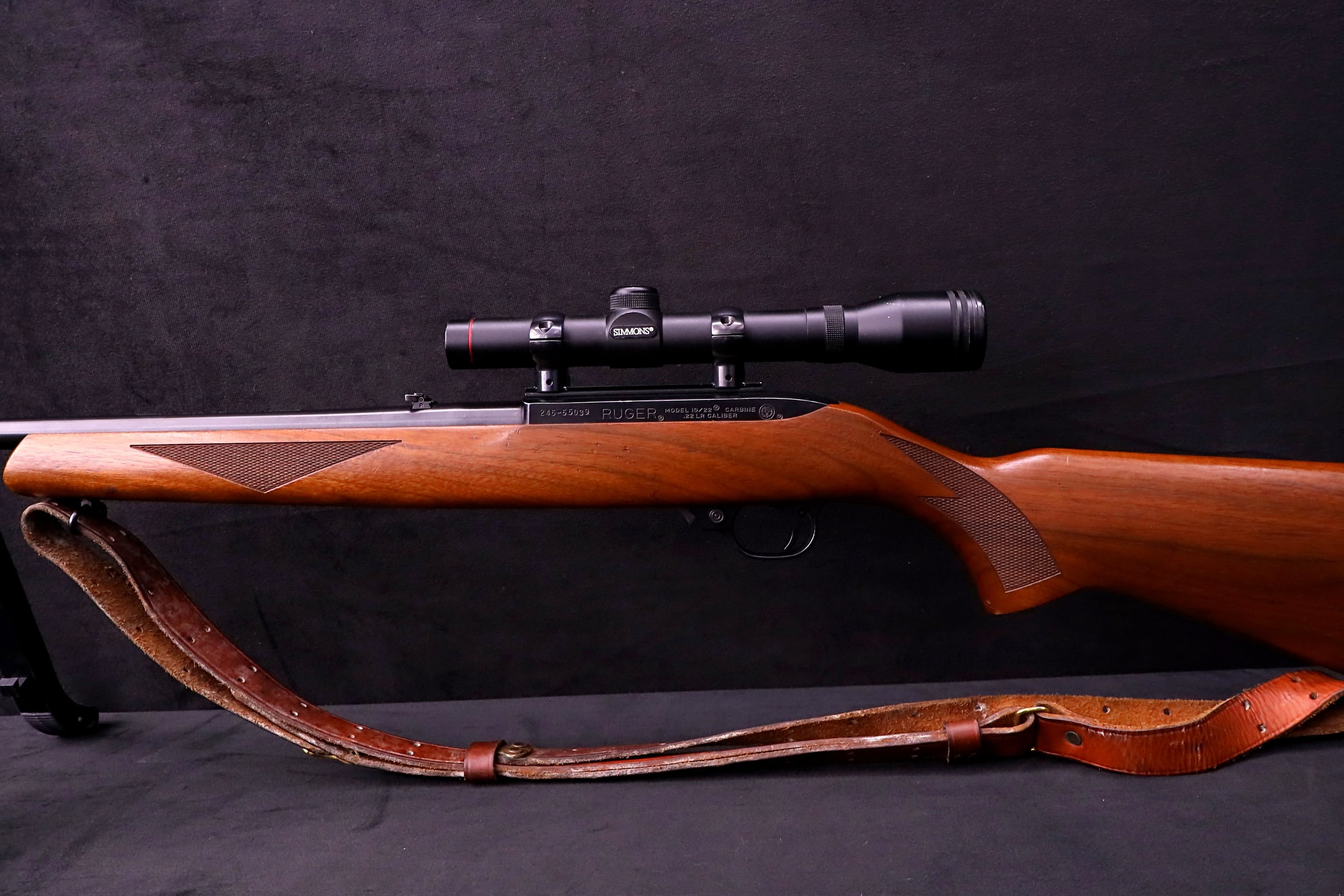 1996 Ruger 10/22 Carbine .22 LR 18.5" Wood Simmons 4X Scope Leather Sling-img-11