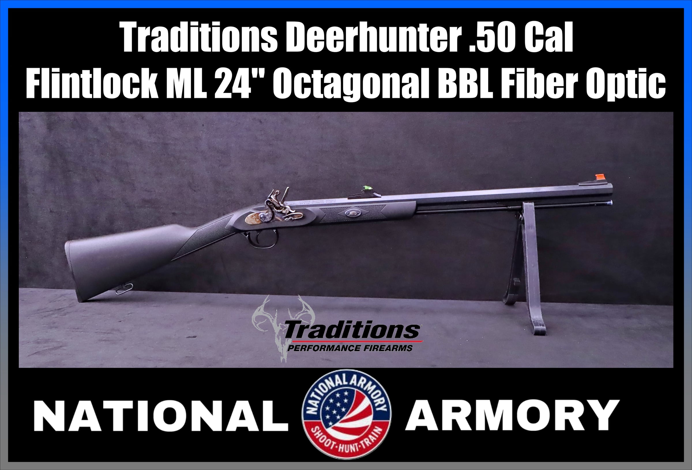 Traditions Deerhunter .50 Cal Flintlock ML 24" Octagonal BBL Fiber Optic-img-0