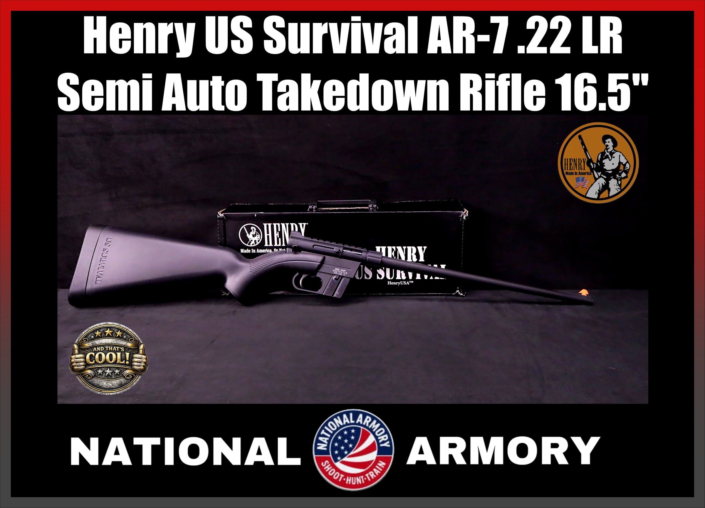 Henry US Survival H002B .22 LR Takedown Rifle 16.5" Black-img-0