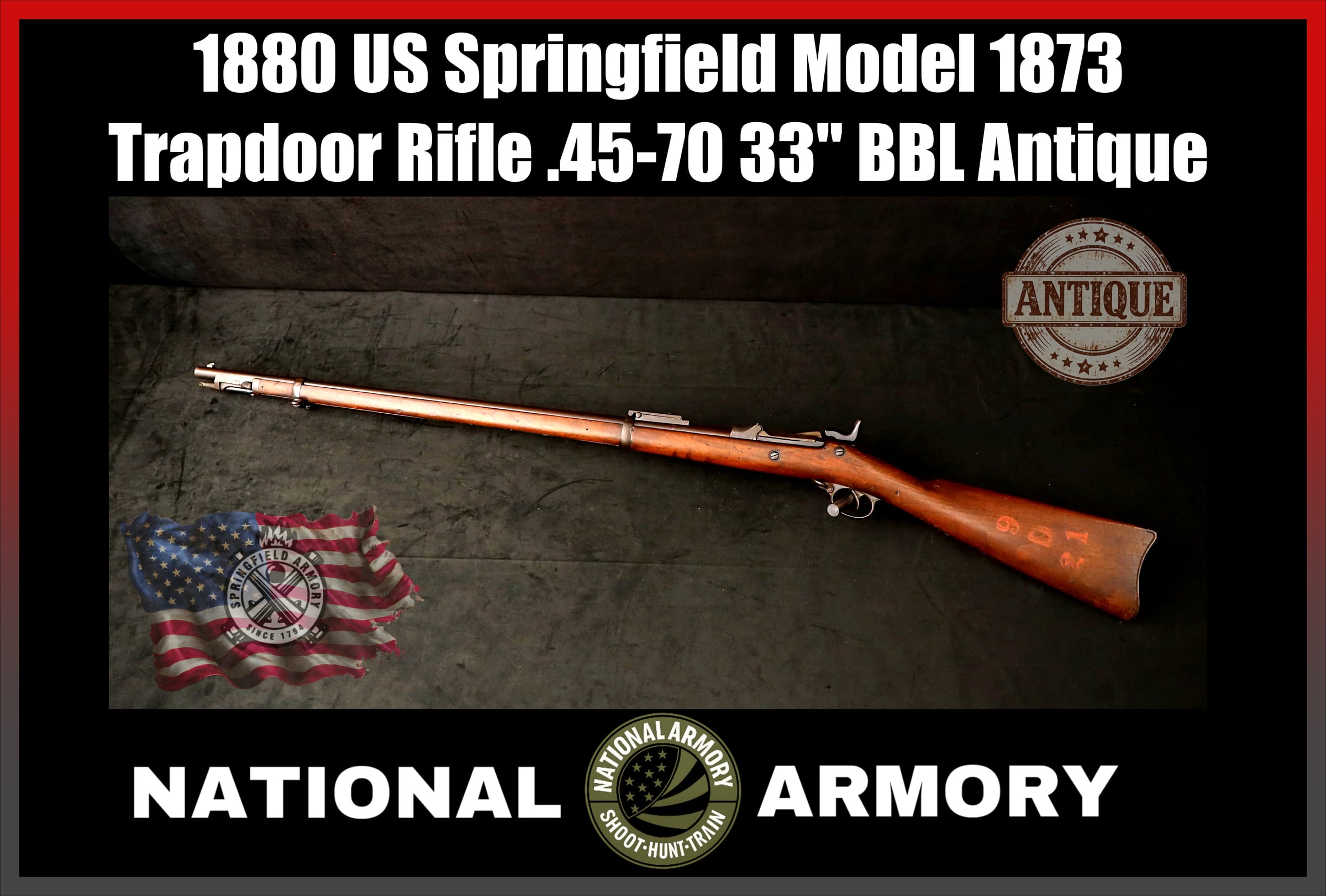 Antique 1880 Springfield Armory 1873 Trapdoor .45-70 Single Shot Rifle-img-0