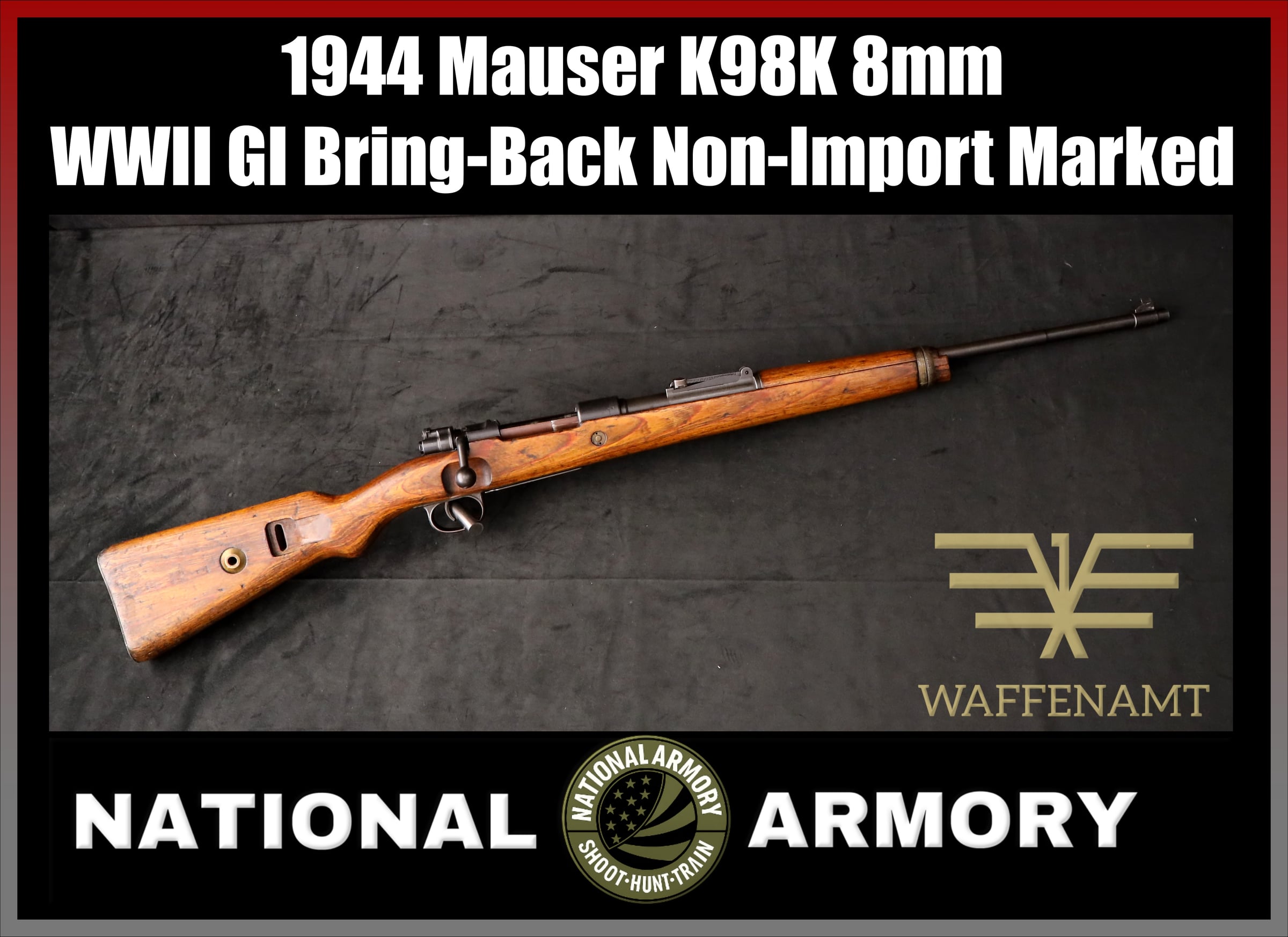 Mauser K98K ar 44 8mm GI Bring-Back Barracks Bag Cut Non-Import WWII Rifle-img-0