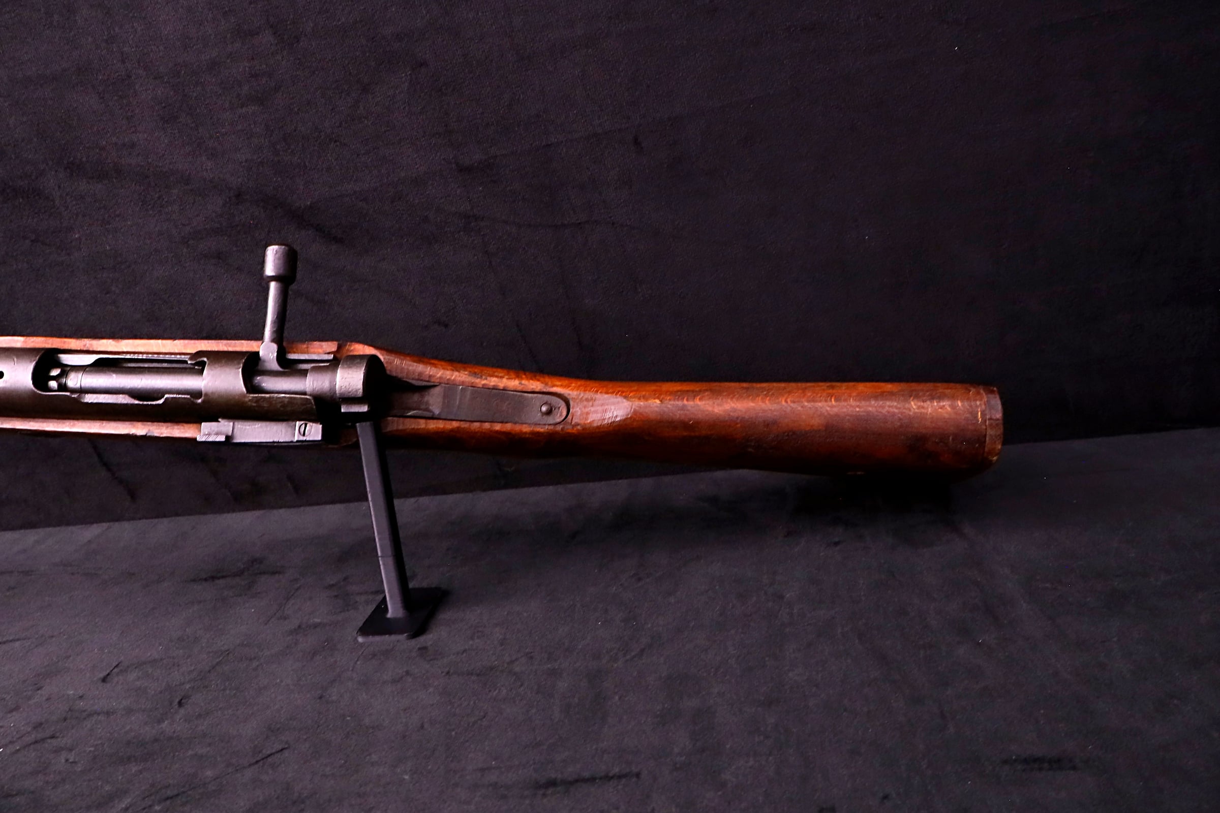 1944 WWII Japanese Arisaka Type 99 Last Ditch Rifle 7.7mm Rope Hole Stock-img-16