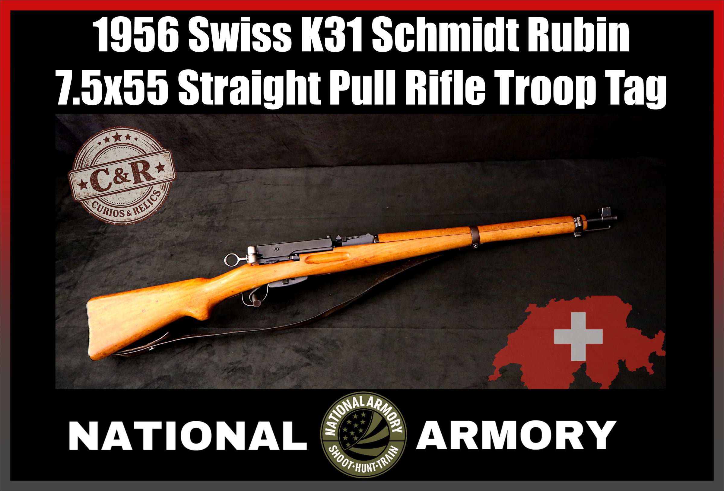 1956 Waffenfabrik Bern K31 Schmidt Rubin Swiss Military Rifle C&R-img-0