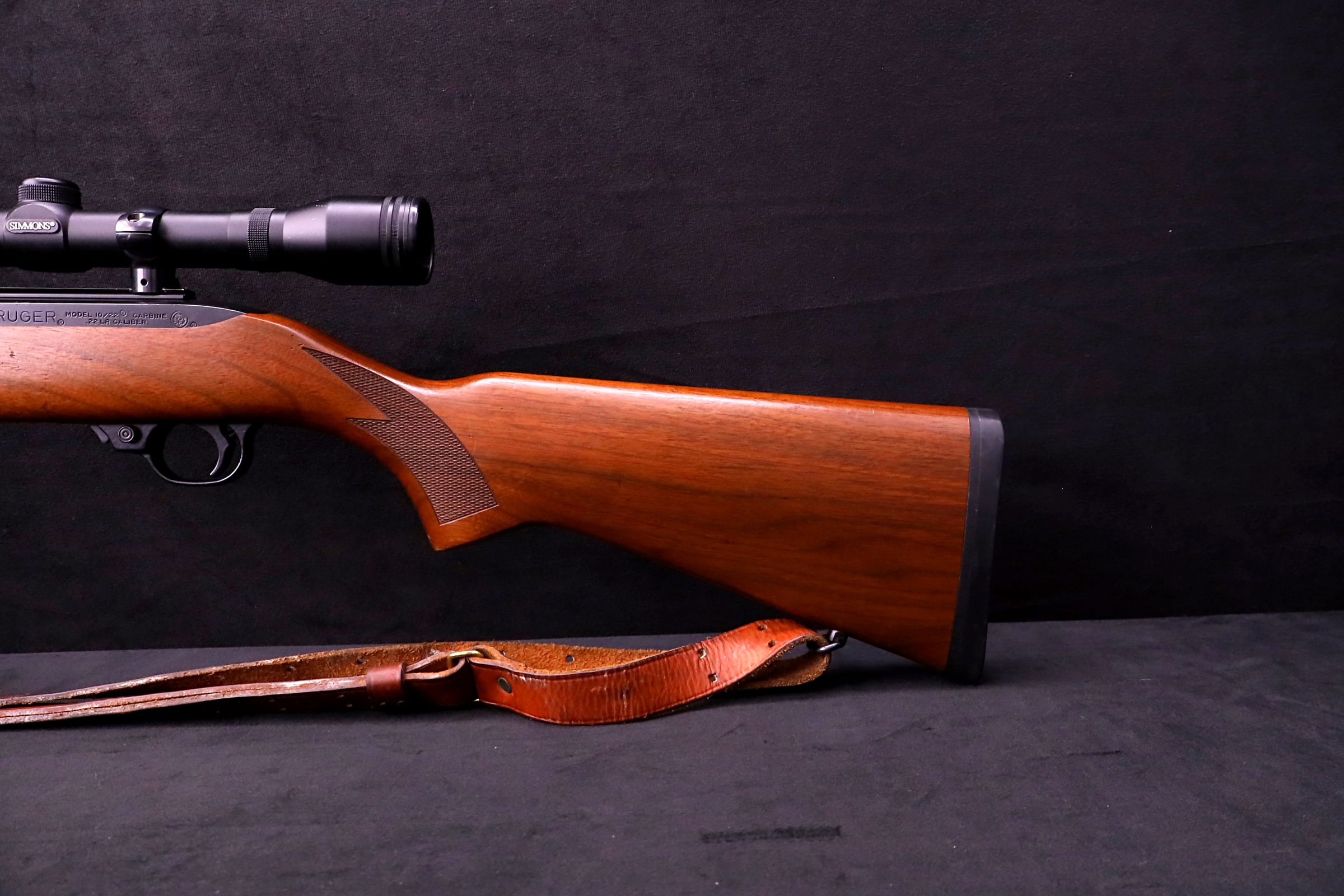 1996 Ruger 10/22 Carbine .22 LR 18.5" Wood Simmons 4X Scope Leather Sling-img-12