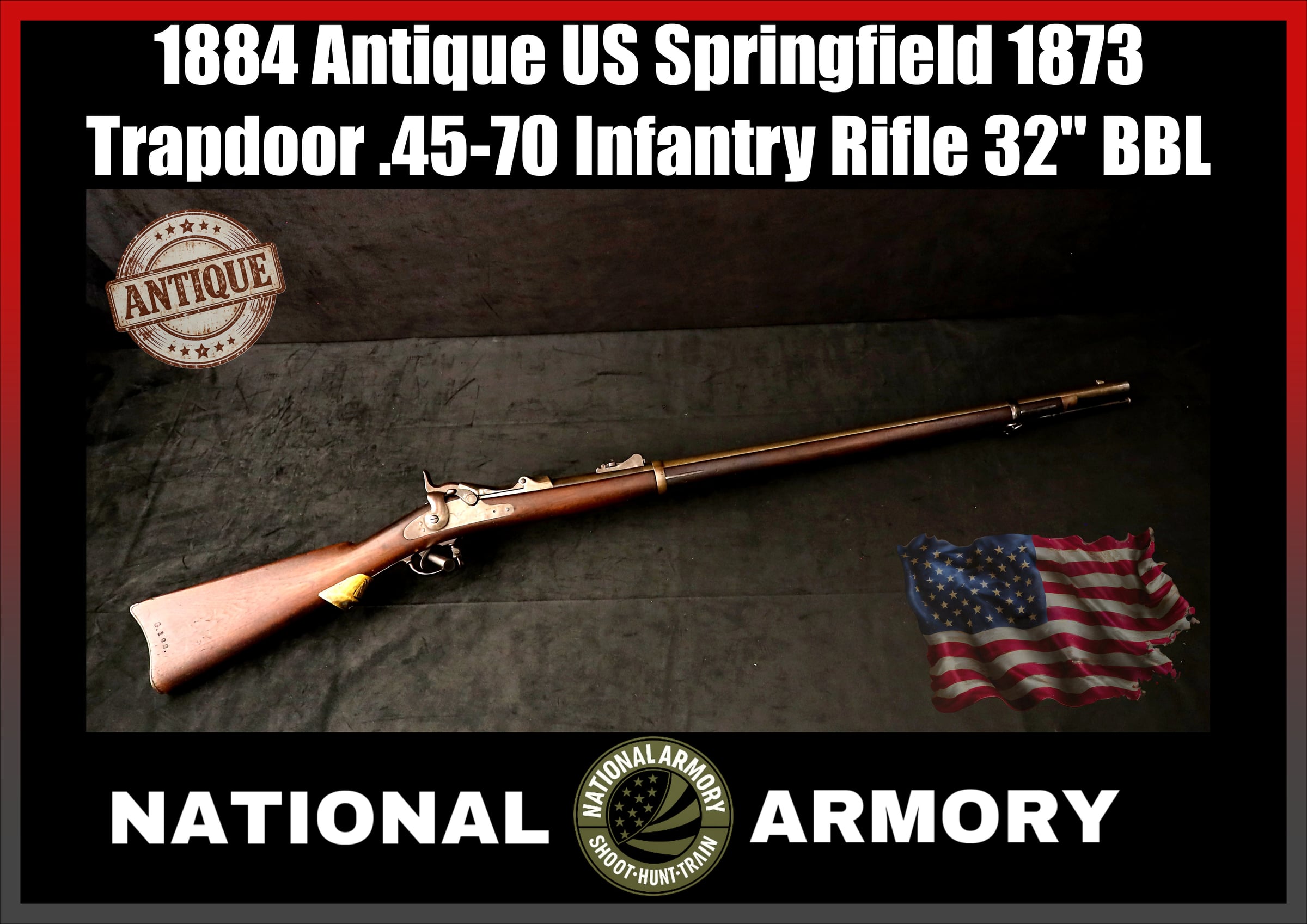 Antique 1884 Springfield Model 1873 Trapdoor Rifle .45-70 Govt 32" BBL-img-0