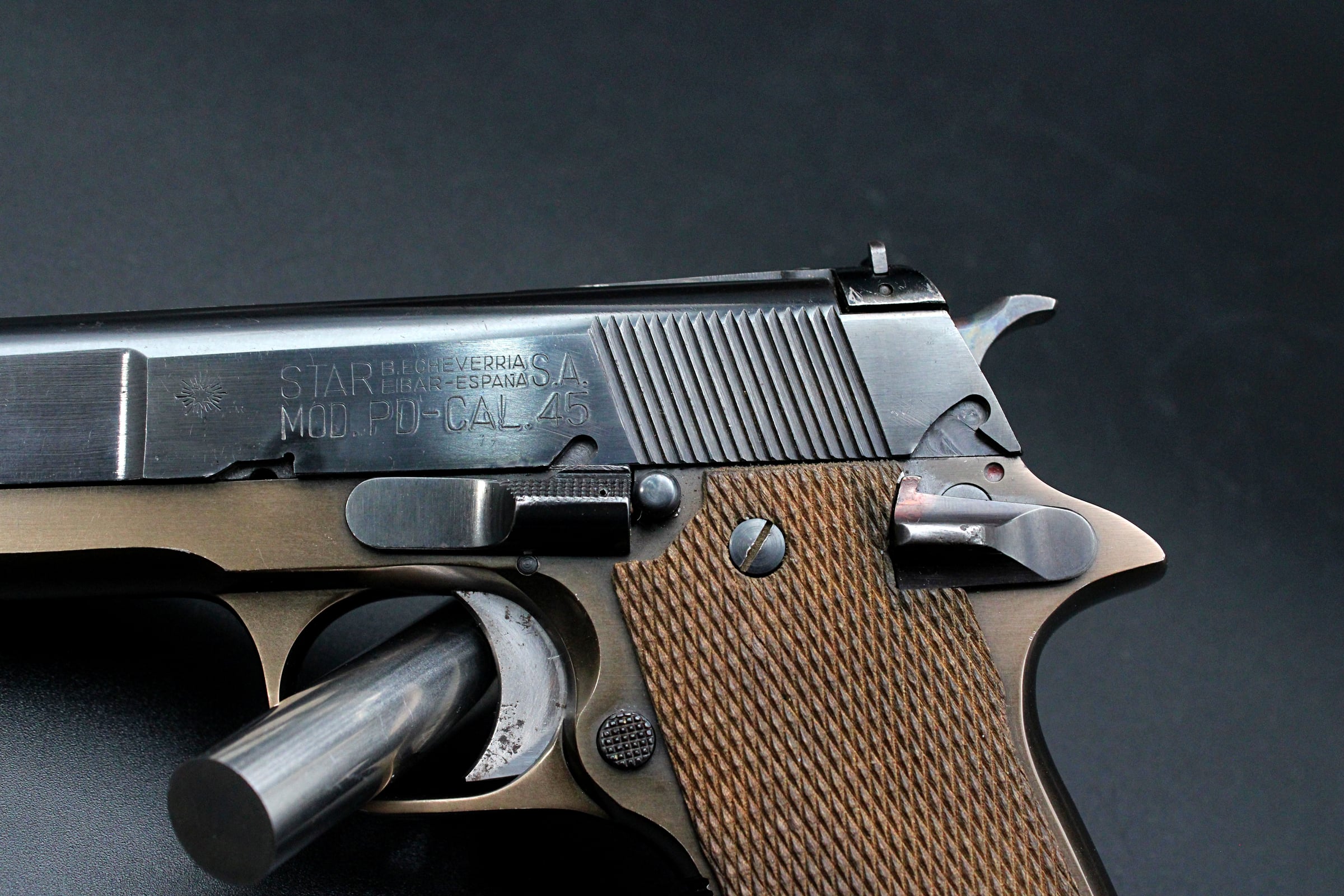 1975 Star PD .45 ACP Compact Pistol 3.75" Blued Bronze Two Tone Wood Grips-img-3