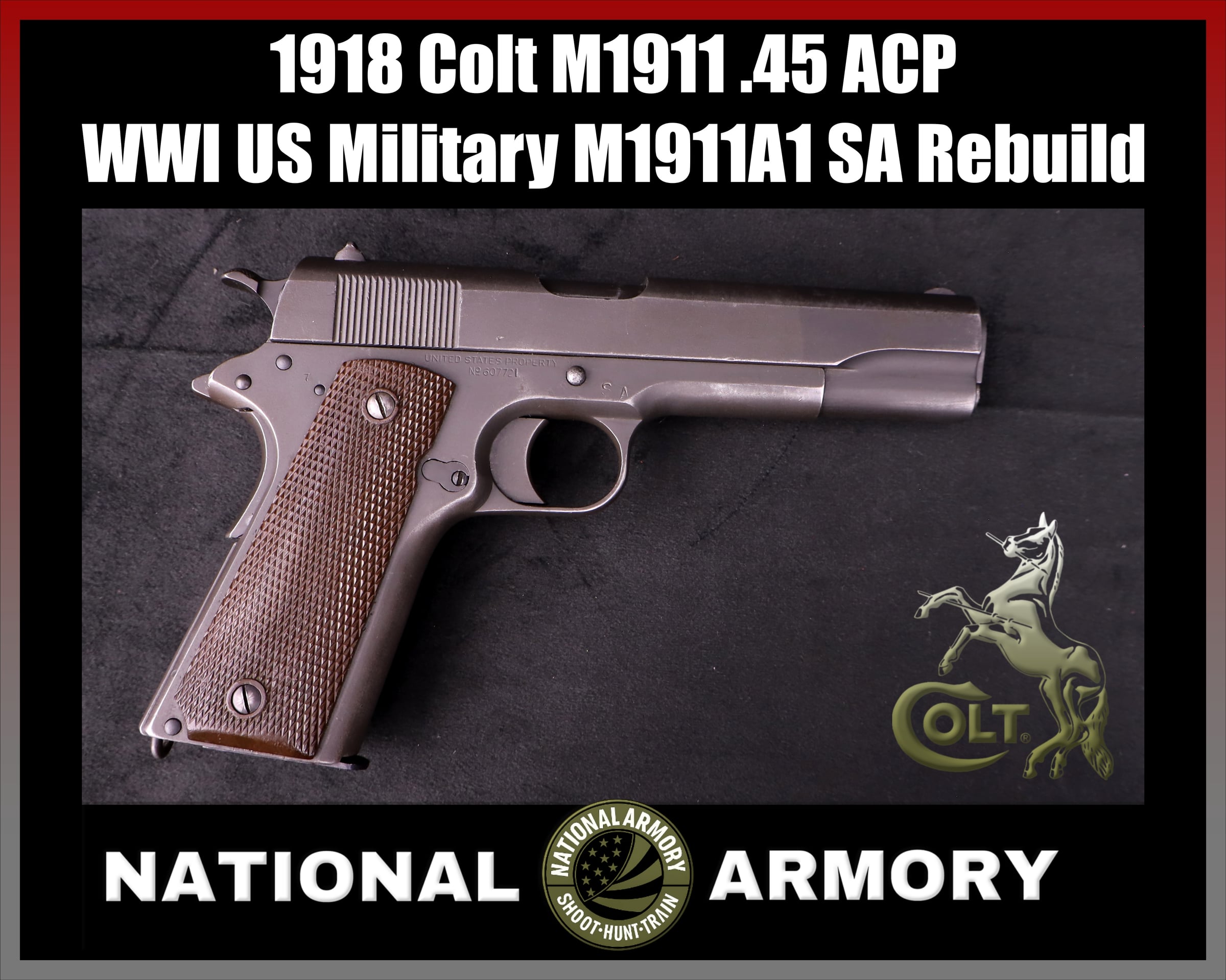 1918 Colt M1911 WWI US Military .45 ACP M1911A1 Springfield SA Rebuild-img-0