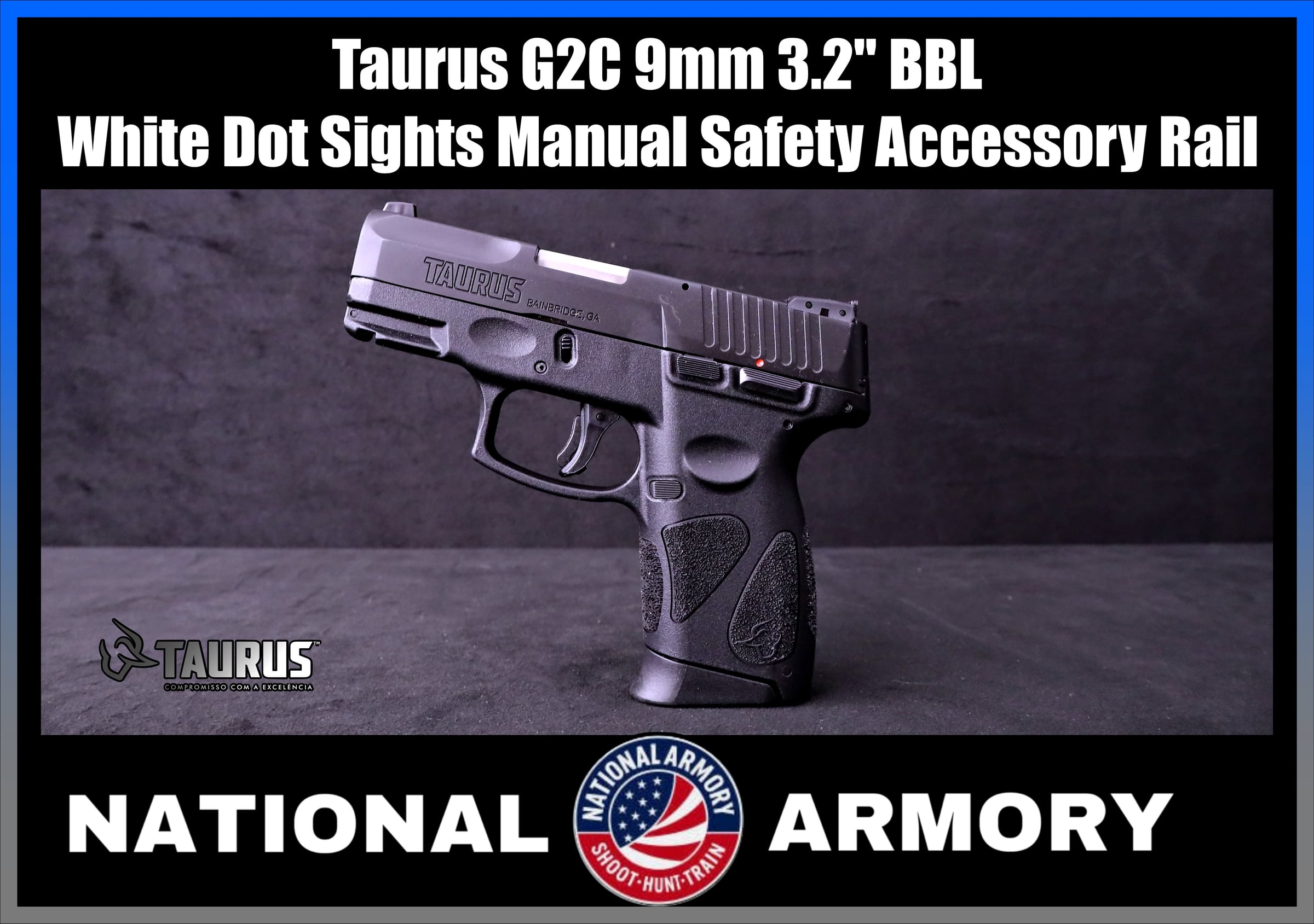 Taurus G2C 9mm 3.2" BBL 12+1 White Dot Sights Manual Safety Accessory Rail-img-0