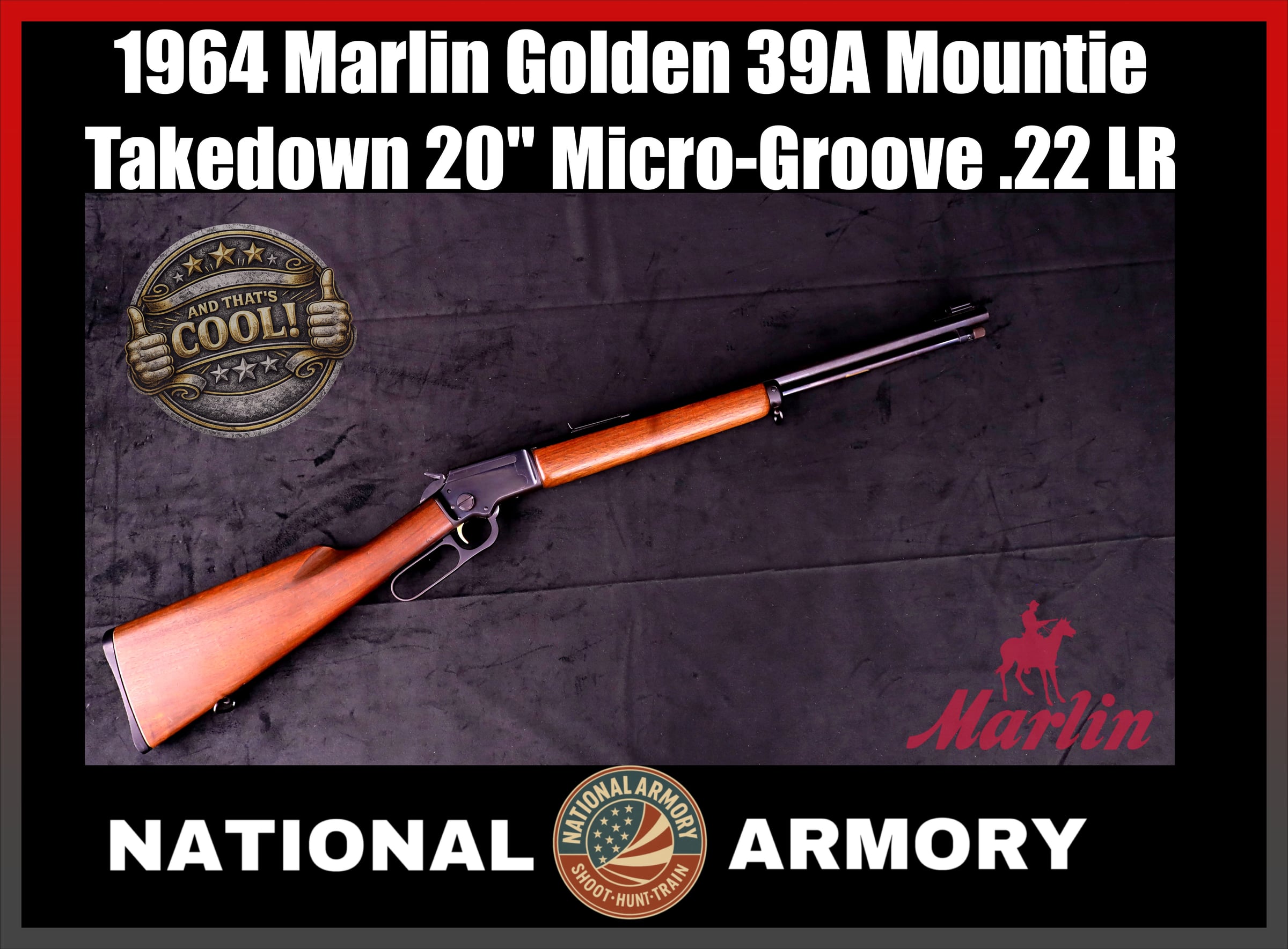 1964 Marlin Golden 39A Mountie .22 LR Takedown Carbine JM Stamped-img-0