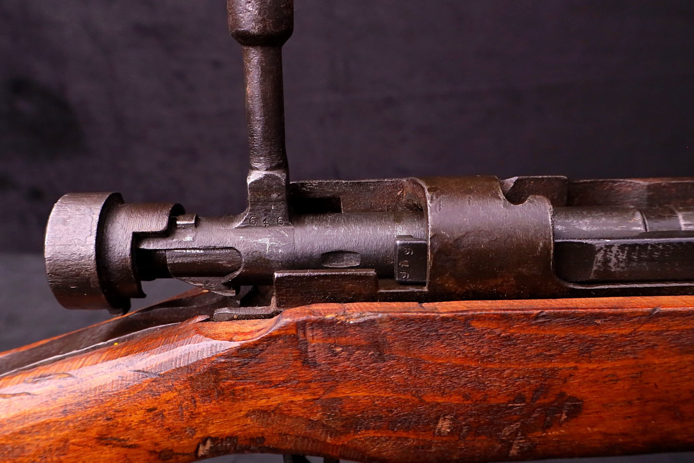 1944 WWII Japanese Arisaka Type 99 Last Ditch Rifle 7.7mm Rope Hole Stock-img-22