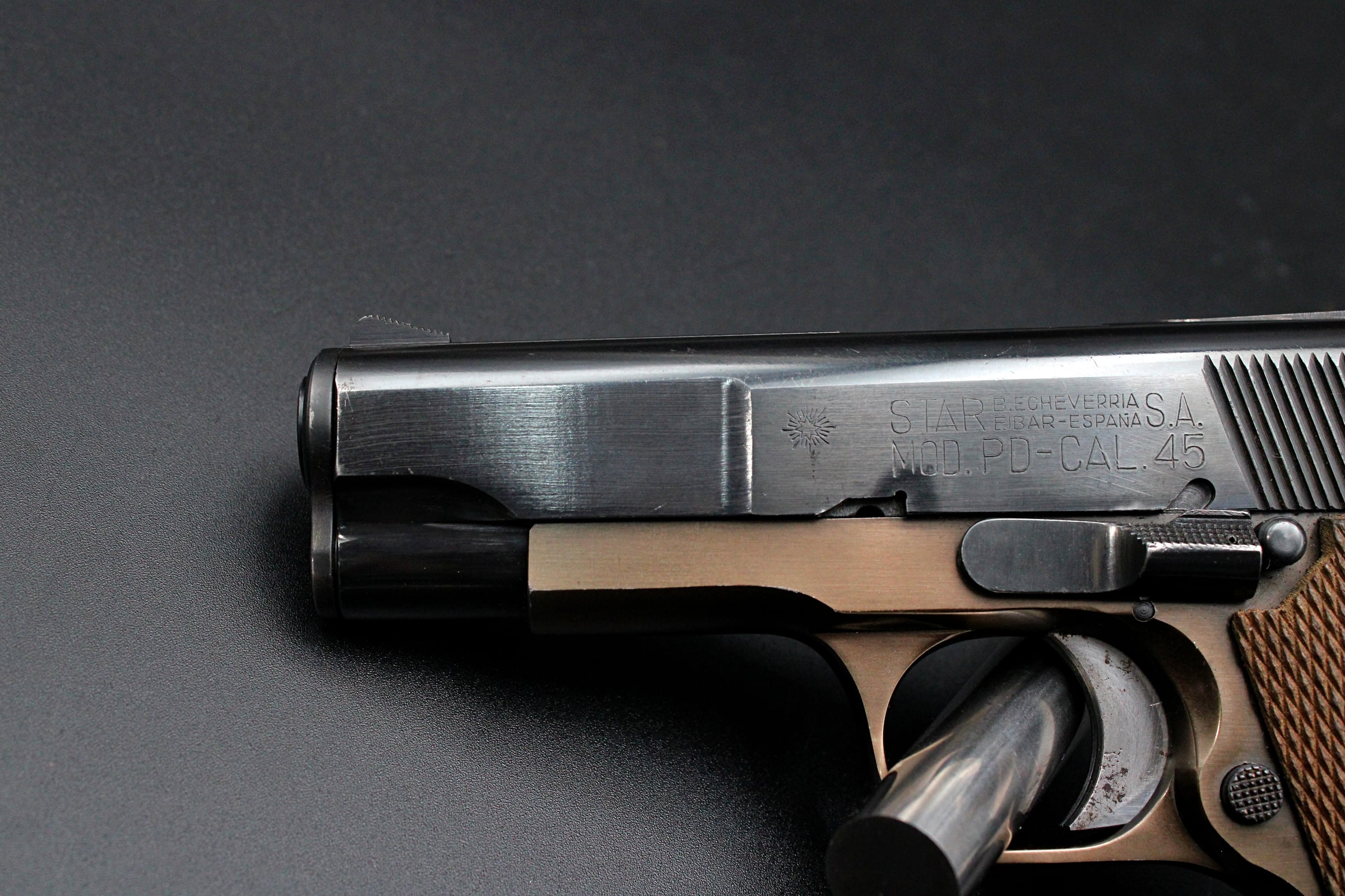 1975 Star PD .45 ACP Compact Pistol 3.75" Blued Bronze Two Tone Wood Grips-img-2