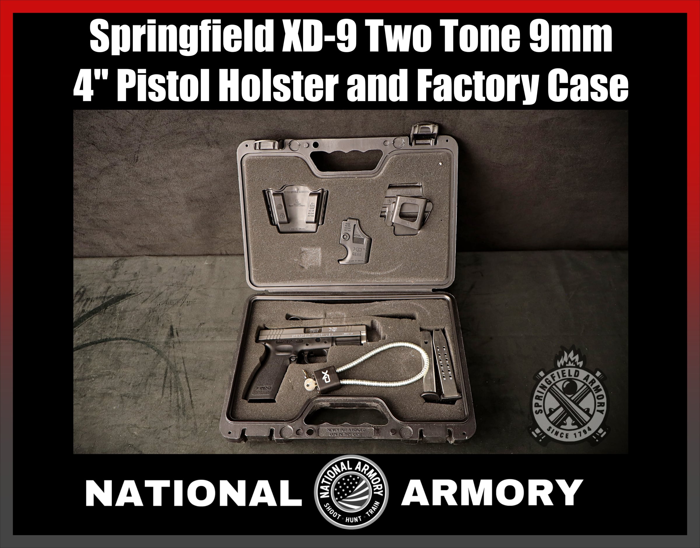Springfield Armory XD-9 Service 9mm Pistol 4" Two Tone 2 Mags Case-img-0