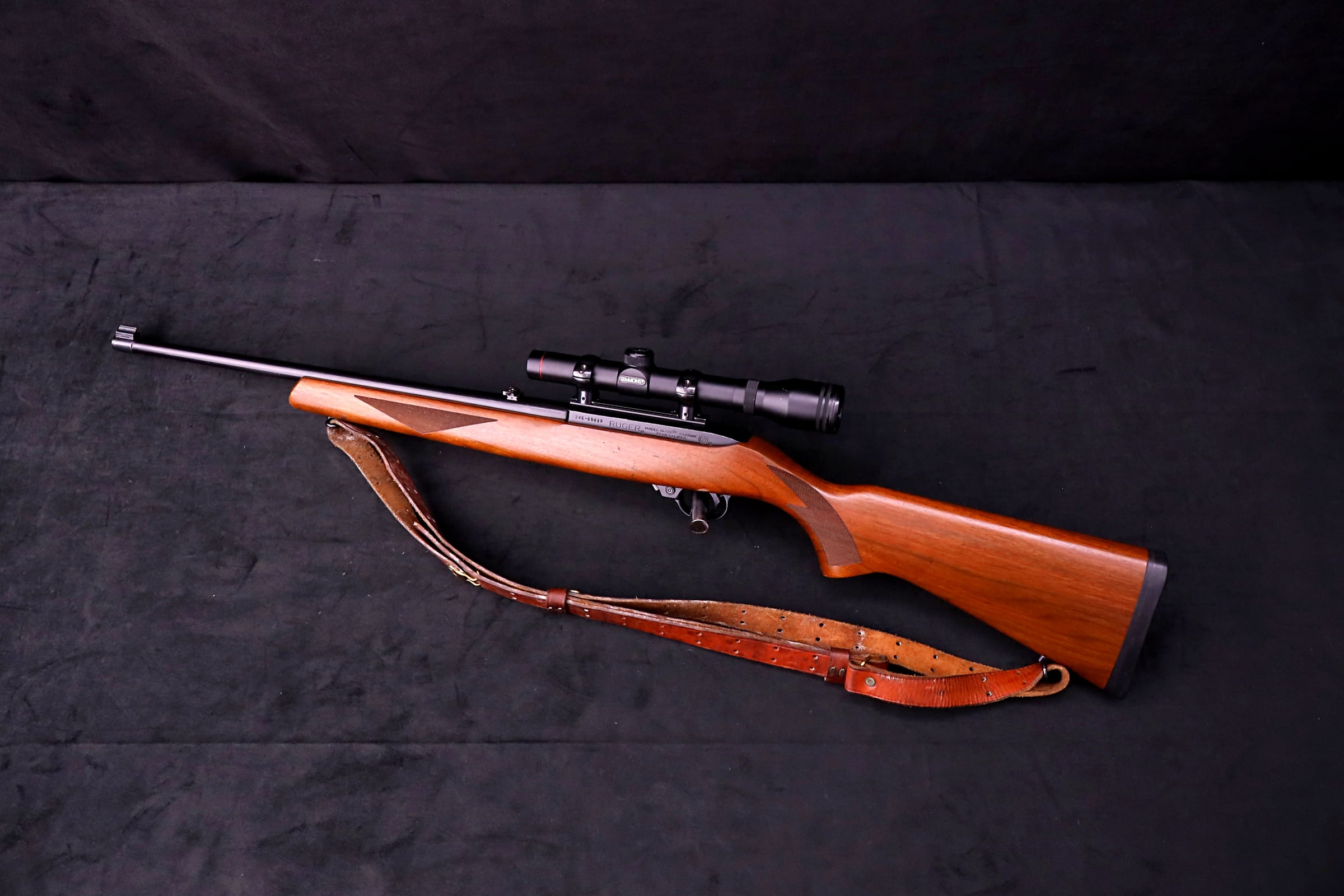 1996 Ruger 10/22 Carbine .22 LR 18.5" Wood Simmons 4X Scope Leather Sling-img-2