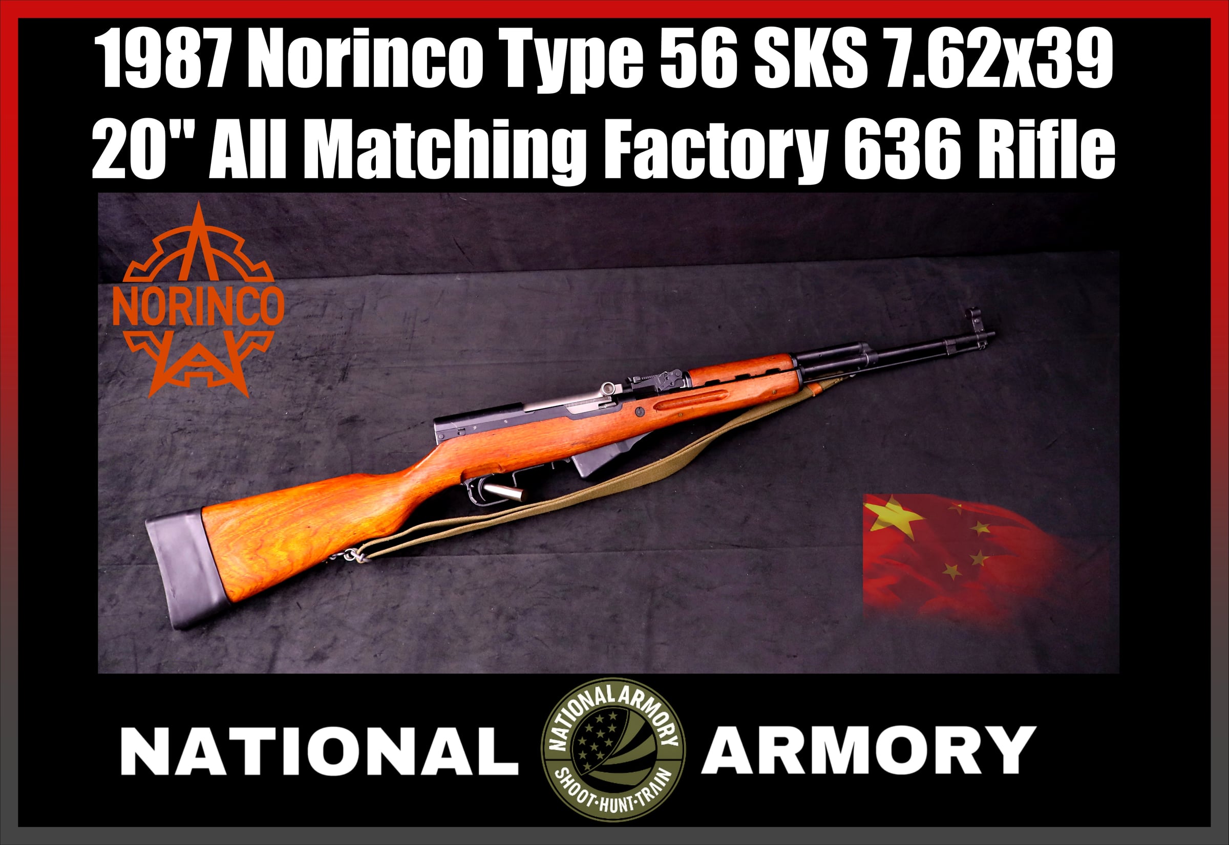 1987 Chinese Norinco SKS Type 56 7.62x39mm 20" Barrel Matching Numbers-img-0