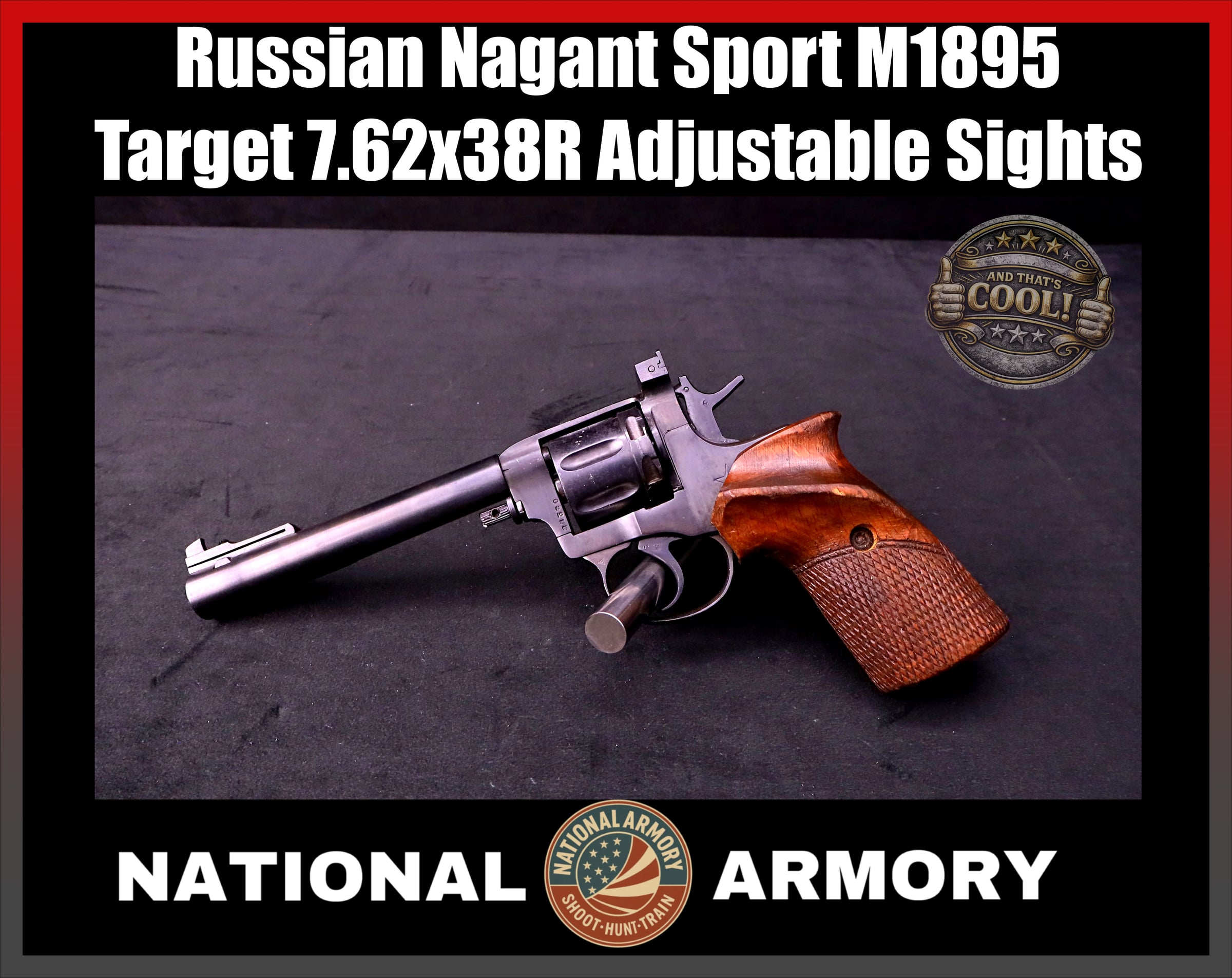 1995 Nagant Sport Target Revolver 7.62x38R Wood Target Grip Russia-img-0
