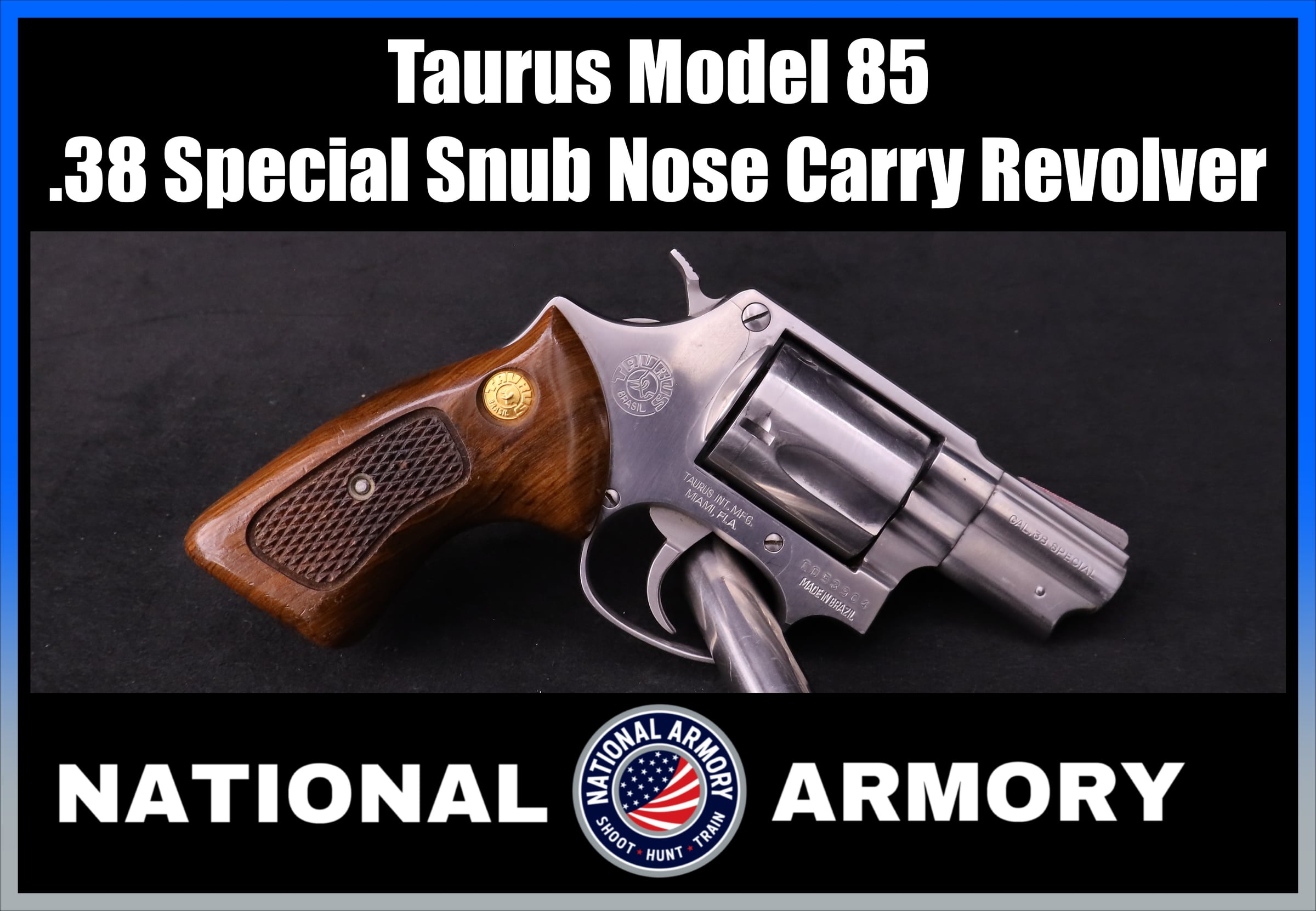 Taurus Model 85 .38 Special 2" Stainless 5-Shot Snub Revolver Walnut Grips-img-0
