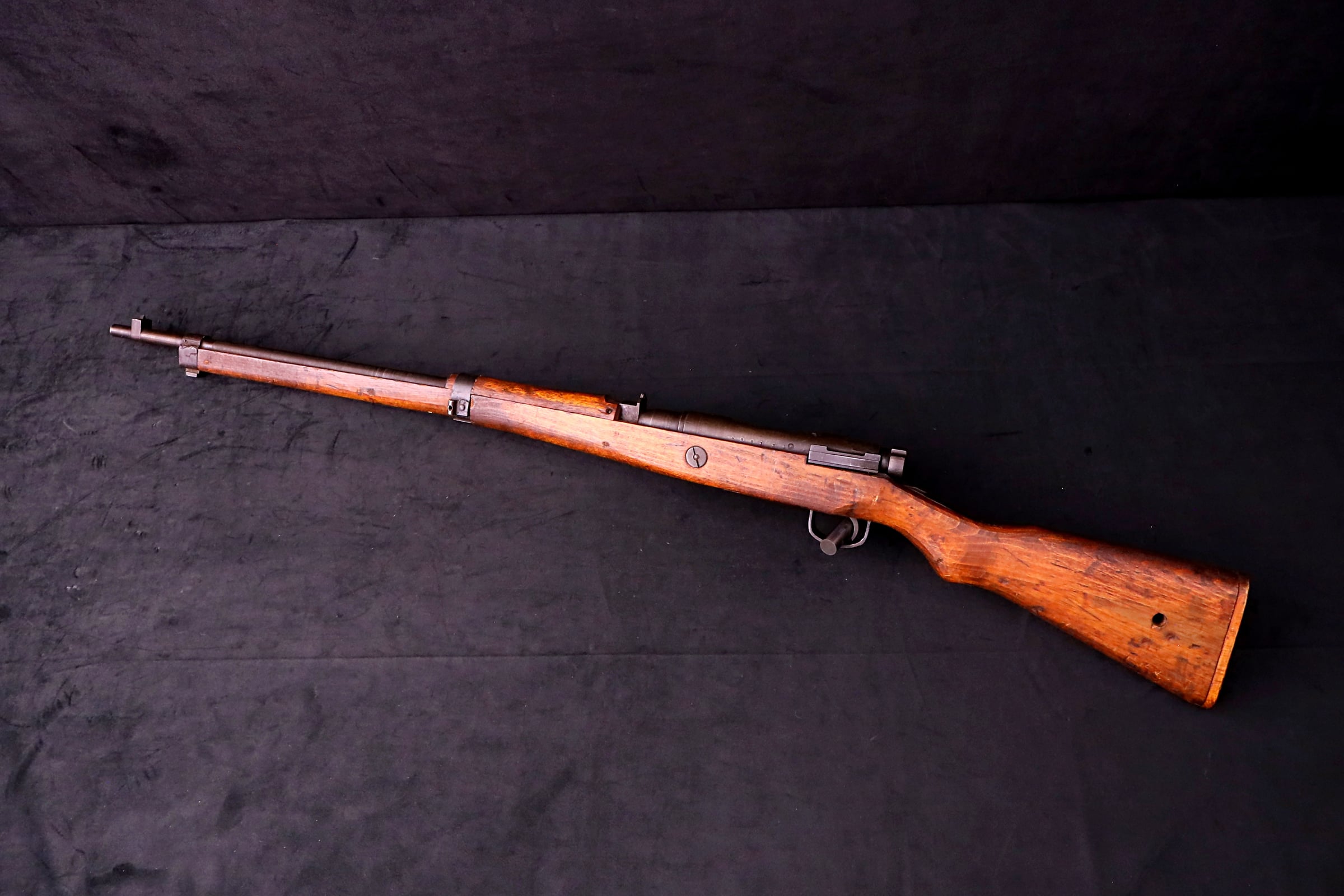 1944 WWII Japanese Arisaka Type 99 Last Ditch Rifle 7.7mm Rope Hole Stock-img-2