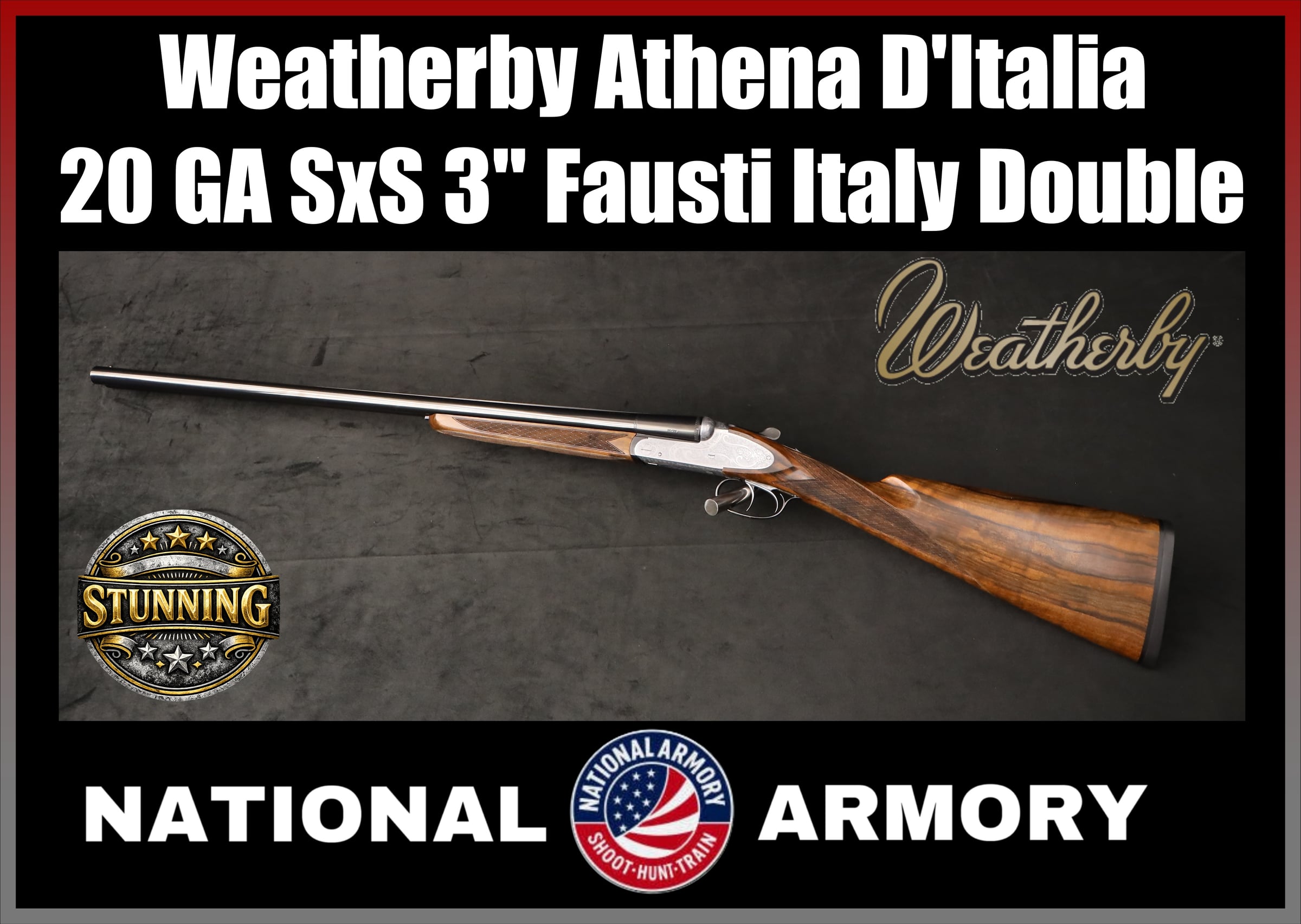 Weatherby Athena D'Italia 20GA 3" SxS Fausti Italy Double Coin Finish-img-0