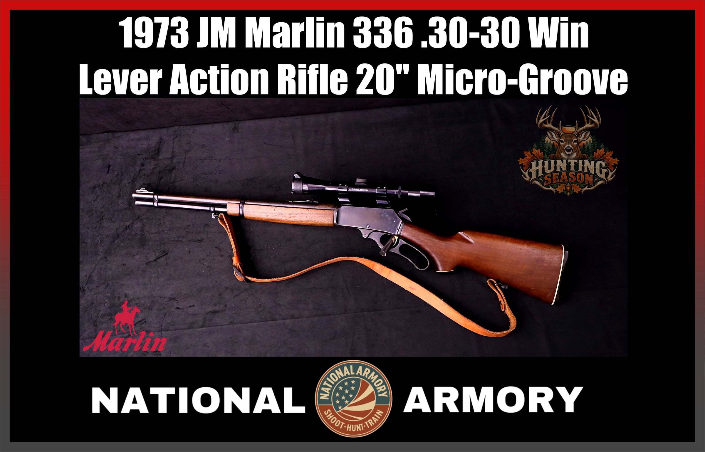 1973 Marlin 336 JM Stamp .30-30 WIN  20" BBL w/ Free Scope & Sling-img-0
